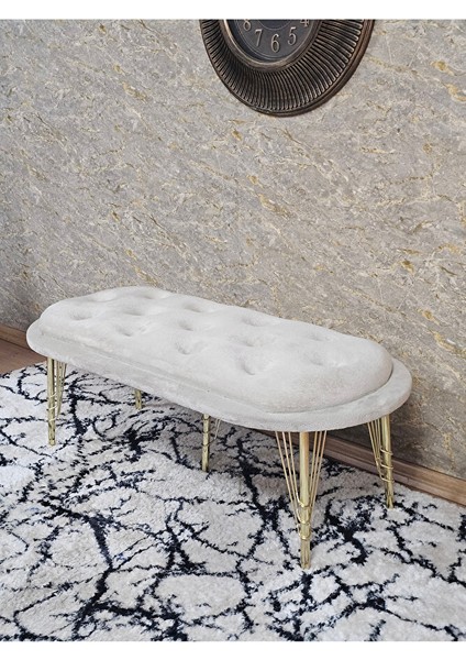 Ufo Oturak Bench - Gold Kaplama Telli Ayak - Oturak - Bench - Puf - Yatak Ucu Pufu Krem Renk 100 x 50 Boyut/ebat fırsatları