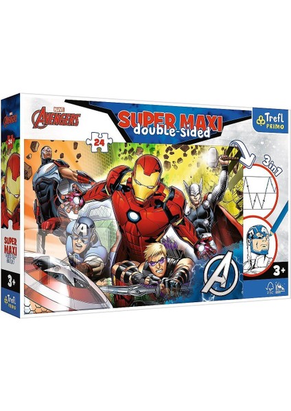 PUZZLE-41007 Süper Maxi Avengers 24 Parça Çocuk Puzzle Kız Erkek Çocuk Oyuncak Eğitici Oyuncaklar