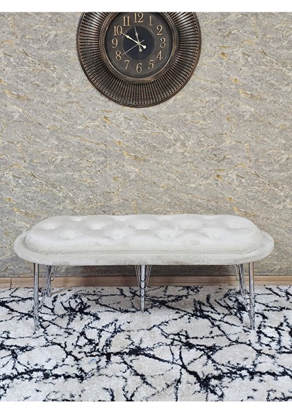 Ufo Oturak Bench - Krom Kaplama Telli Ayak - Oturak - Bench - Puf - Yatak Ucu Pufu Krem Renk 100 x 50 Boyut/ebat fiyatları