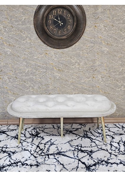 Ufo Oturak Bench - Gold Kaplama Sivriltme Ayak - Oturak - Bench - Puf - Yatak Ucu Pufu Krem Renk 100 x 50 Boyut/ebat fiyatları