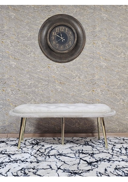Ufo Oturak Bench - Gold Kaplama Sivriltme Ayak - Oturak - Bench - Puf - Yatak Ucu Pufu Krem Renk 100 x 50 Boyut/ebat modelleri