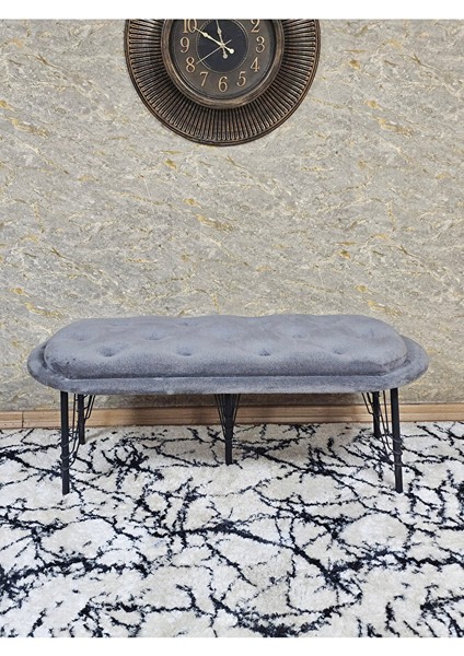 Ufo Oturak Bench - Siyah Boyalı Telli Ayak - Oturak - Bench - Puf - Yatak Ucu Pufu Gri Renk 100 x 50 Boyut/ebat fiyatları