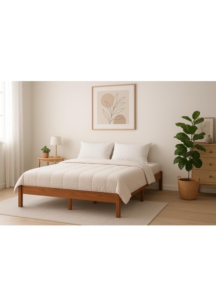 150CM x 200CM Ceviz Renk Doğal Masif Ahşap Butik Karyola Ceviz Renk Başlıksız modelleri