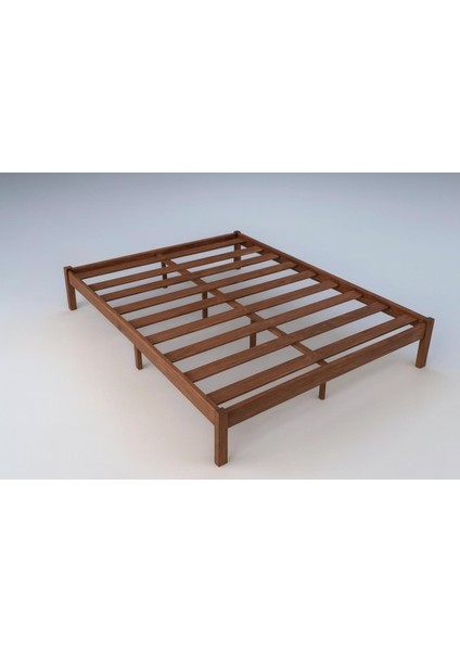 150CM x 200CM Ceviz Renk Doğal Masif Ahşap Butik Karyola Ceviz Renk Başlıksız