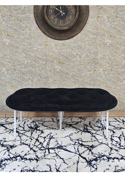 Ufo Oturak Bench - Beyaz Boyalı Telli Ayak - Oturak - Bench - Puf - Yatak Ucu Pufu Siyah Renk 100 x 50 Boyut/ebat fiyatları