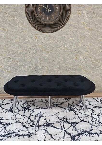 Ufo Oturak Bench - Krom Kaplama Sivriltme Ayak - Oturak - Bench - Puf - Yatak Ucu Pufu Siyah Renk 100 x 50 Boyut/ebat fiyatları