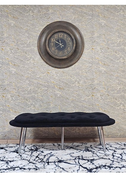 Ufo Oturak Bench - Krom Kaplama Sivriltme Ayak - Oturak - Bench - Puf - Yatak Ucu Pufu Siyah Renk 100 x 50 Boyut/ebat modelleri