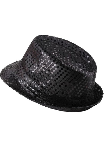 Techmrt Çocuk Boy Siyah Payetli Şapka Gösteri Şapkası Michael Jackson Şapkası 54 No