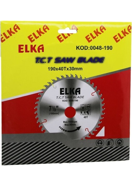 Elka 0048-190 190 X 40t X 30mm Ağaç Sunta Kesici Disk (4915)