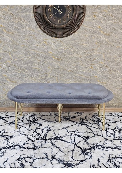 Ufo Oturak Bench - Gold Kaplama Telli Ayak - Oturak - Bench - Puf - Yatak Ucu Pufu Gri Renk 100 x 50 Boyut/ebat fiyatları