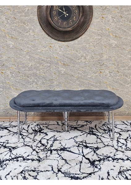 Ufo Oturak Bench - Krom Kaplama Telli Ayak - Oturak - Bench - Puf - Yatak Ucu Pufu Füme Renk 100 x 50 Boyut/ebat fiyatları