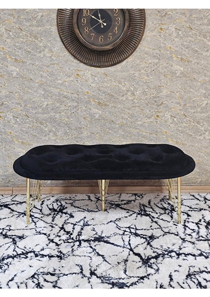 Ufo Oturak Bench - Gold Kaplama Telli Ayak - Oturak - Bench - Puf - Yatak Ucu Pufu Siyah Renk 100 x 50 Boyut/ebat fiyatları