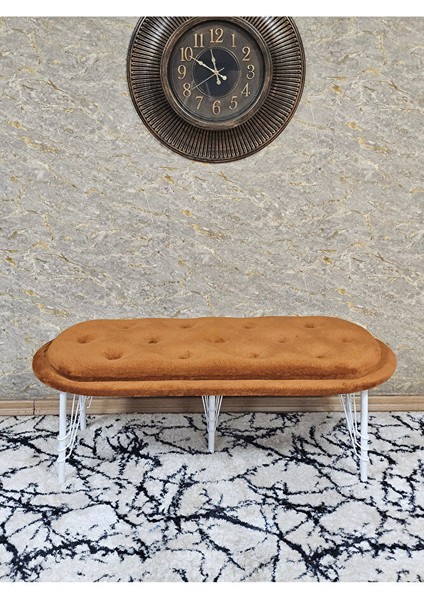 Ufo Oturak Bench - Beyaz Boyalı Telli Ayak - Oturak - Bench - Puf - Yatak Ucu Pufu Turuncu Renk 100 x 50 Boyut/ebat fiyatları