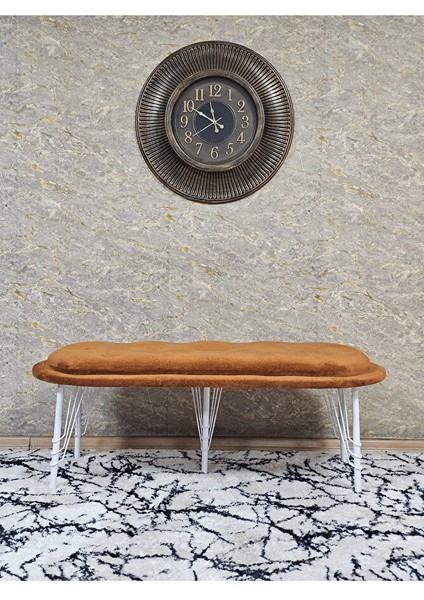 Ufo Oturak Bench - Beyaz Boyalı Telli Ayak - Oturak - Bench - Puf - Yatak Ucu Pufu Turuncu Renk 100 x 50 Boyut/ebat modelleri