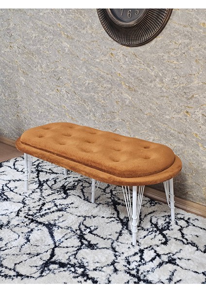Ufo Oturak Bench - Beyaz Boyalı Telli Ayak - Oturak - Bench - Puf - Yatak Ucu Pufu Turuncu Renk 100 x 50 Boyut/ebat fırsatları