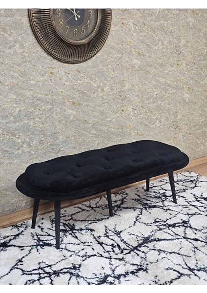 Ufo Oturak Bench - Siyah Boyalı Sivriltme Ayak - Oturak - Bench - Puf - Yatak Ucu Pufu Siyah Renk 100 x 50 Boyut/ebat
