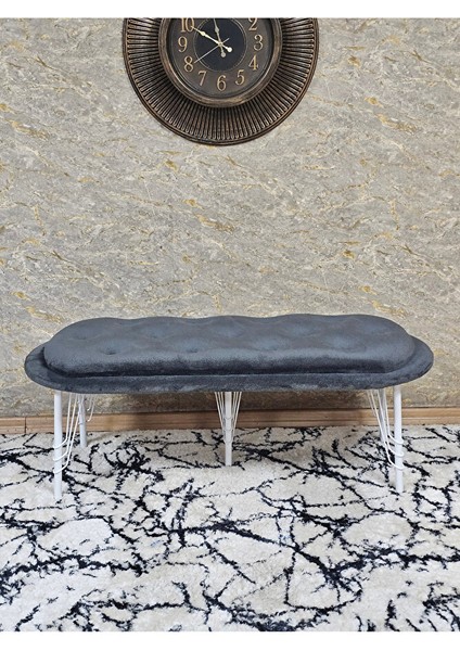 Ufo Oturak Bench - Beyaz Boyalı Telli Ayak - Oturak - Bench - Puf - Yatak Ucu Pufu Füme Renk 100 x 50 Boyut/ebat fiyatları