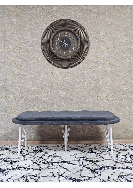 Ufo Oturak Bench - Beyaz Boyalı Telli Ayak - Oturak - Bench - Puf - Yatak Ucu Pufu Füme Renk 100 x 50 Boyut/ebat modelleri