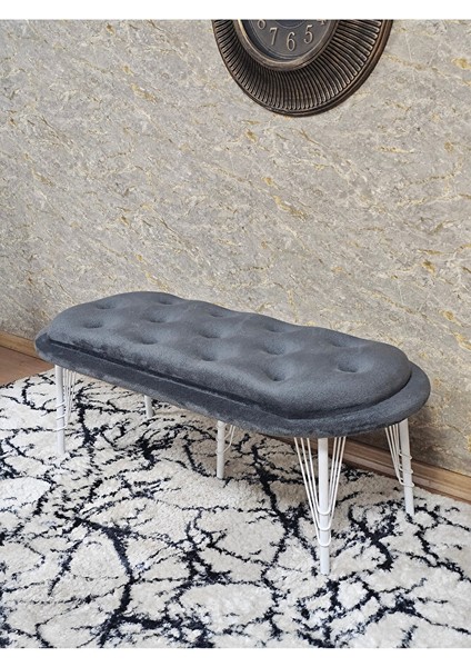 Ufo Oturak Bench - Beyaz Boyalı Telli Ayak - Oturak - Bench - Puf - Yatak Ucu Pufu Füme Renk 100 x 50 Boyut/ebat fırsatları