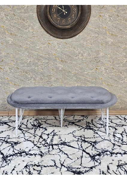 Ufo Oturak Bench - Beyaz Boyalı Telli Ayak - Oturak - Bench - Puf - Yatak Ucu Pufu Gri Renk 100 x 50 Boyut/ebat fiyatları