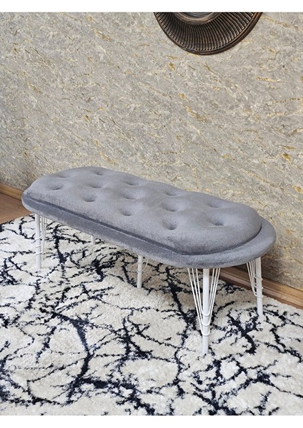 Ufo Oturak Bench - Beyaz Boyalı Telli Ayak - Oturak - Bench - Puf - Yatak Ucu Pufu Gri Renk 100 x 50 Boyut/ebat fırsatları