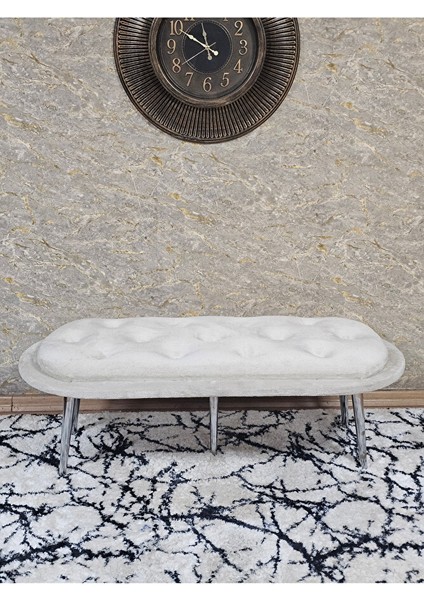 Ufo Oturak Bench - Krom Kaplama Sivriltme Ayak - Oturak - Bench - Puf - Yatak Ucu Pufu Krem Renk 100 x 50 Boyut/ebat fiyatları