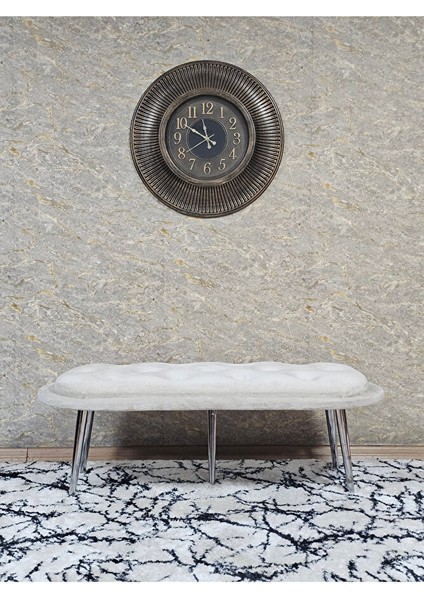 Ufo Oturak Bench - Krom Kaplama Sivriltme Ayak - Oturak - Bench - Puf - Yatak Ucu Pufu Krem Renk 100 x 50 Boyut/ebat modelleri