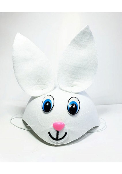 Techmrt Beyaz Renk Kulaklı Tavşan Şapkası Hayvan Şapkası