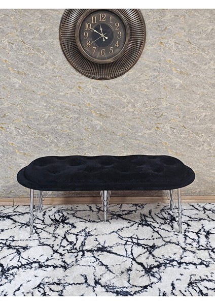 Ufo Oturak Bench - Krom Kaplama Telli Ayak - Oturak - Bench - Puf - Yatak Ucu Pufu Siyah Renk 100 x 50 Boyut/ebat fiyatları