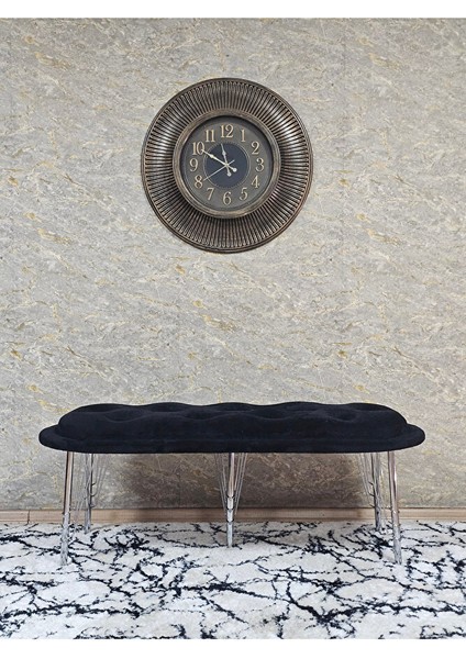 Ufo Oturak Bench - Krom Kaplama Telli Ayak - Oturak - Bench - Puf - Yatak Ucu Pufu Siyah Renk 100 x 50 Boyut/ebat modelleri