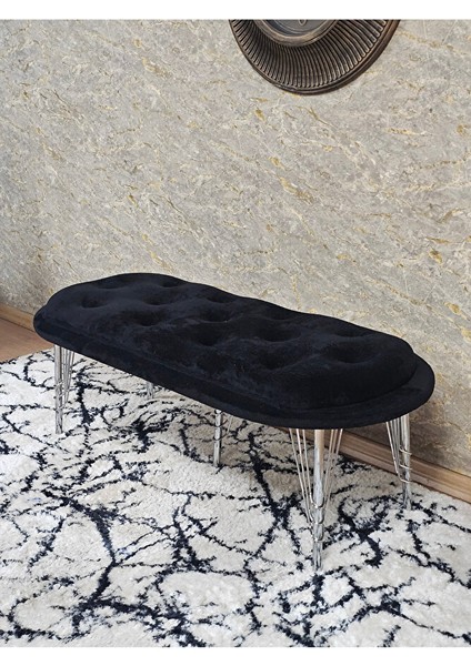 Ufo Oturak Bench - Krom Kaplama Telli Ayak - Oturak - Bench - Puf - Yatak Ucu Pufu Siyah Renk 100 x 50 Boyut/ebat fırsatları