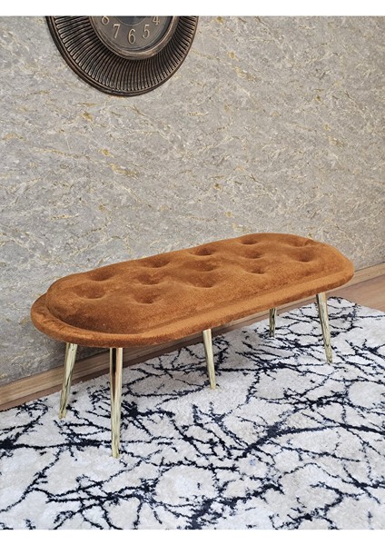 Ufo Oturak Bench - Gold Kaplama Sivriltme Ayak - Oturak - Bench - Puf - Yatak Ucu Pufu Turuncu Renk 100 x 50 Boyut/ebat