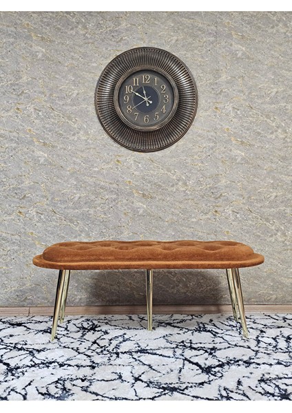 Ufo Oturak Bench - Gold Kaplama Sivriltme Ayak - Oturak - Bench - Puf - Yatak Ucu Pufu Turuncu Renk 100 x 50 Boyut/ebat modelleri