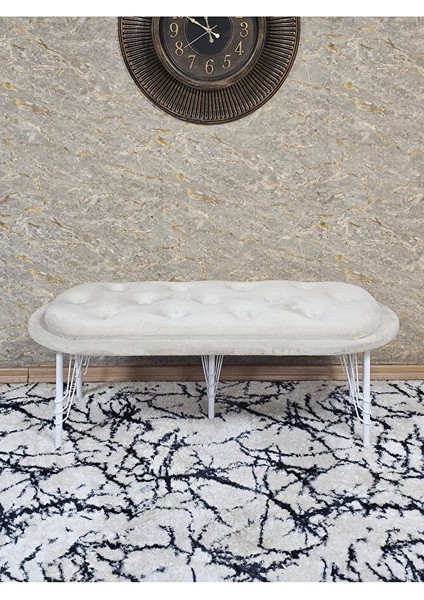 Ufo Oturak Bench - Beyaz Boyalı Telli Ayak - Oturak - Bench - Puf - Yatak Ucu Pufu Krem Renk 100 x 50 Boyut/ebat fiyatları