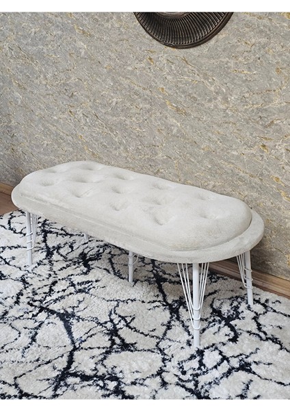 Ufo Oturak Bench - Beyaz Boyalı Telli Ayak - Oturak - Bench - Puf - Yatak Ucu Pufu Krem Renk 100 x 50 Boyut/ebat fırsatları