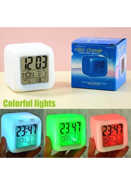 Led Dijital Renkli Masa Saati Alarm Termometre Tarih Masaüstü Saat (4915) fırsatları