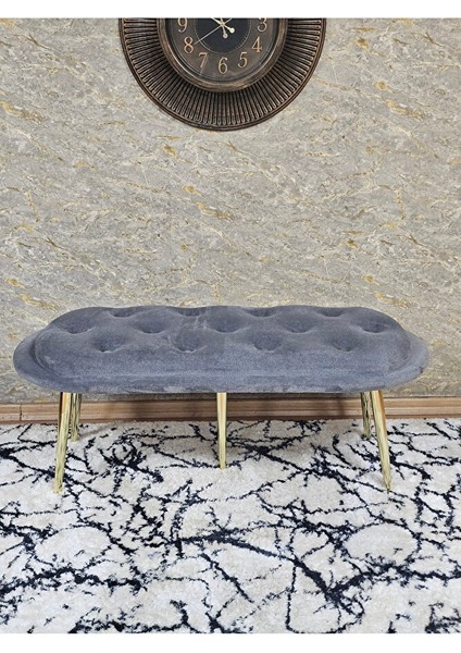 Ufo Oturak Bench - Gold Kaplama Sivriltme Ayak - Oturak - Bench - Puf - Yatak Ucu Pufu Gri Renk 100 x 50 Boyut/ebat fiyatları
