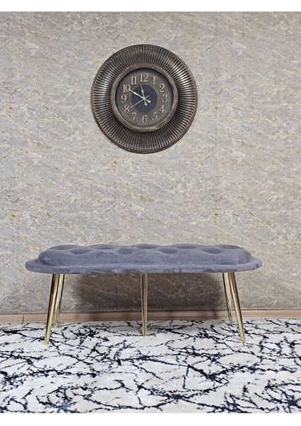 Ufo Oturak Bench - Gold Kaplama Sivriltme Ayak - Oturak - Bench - Puf - Yatak Ucu Pufu Gri Renk 100 x 50 Boyut/ebat modelleri