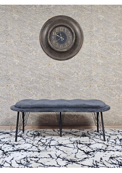 Ufo Oturak Bench - Siyah Boyalı Telli Ayak - Oturak - Bench - Puf - Yatak Ucu Pufu Füme Renk 100 x 50 Boyut/ebat modelleri