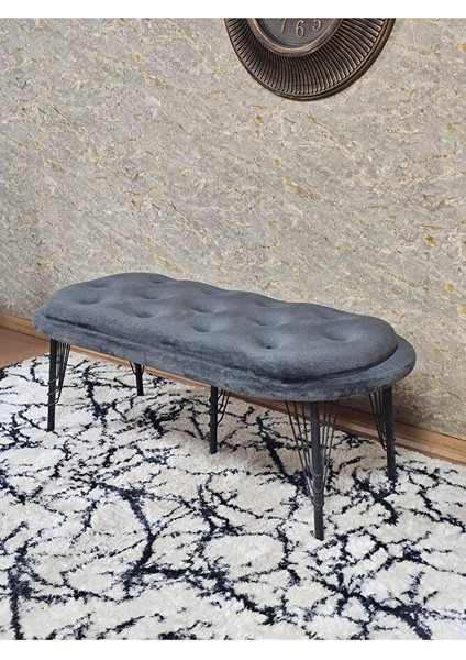 Ufo Oturak Bench - Siyah Boyalı Telli Ayak - Oturak - Bench - Puf - Yatak Ucu Pufu Füme Renk 100 x 50 Boyut/ebat fırsatları