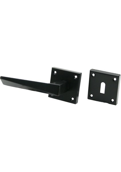 4 Takım Pratik Prizma Oda Siyah Rozetli Kapı Kolu (4915)