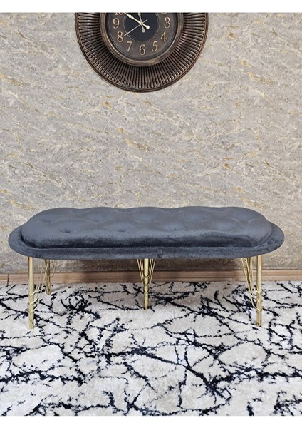 Ufo Oturak Bench - Gold Kaplama Telli Ayak - Oturak - Bench - Puf - Yatak Ucu Pufu Füme Renk 100 x 50 Boyut/ebat fiyatları