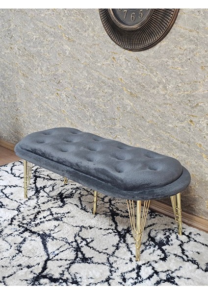 Ufo Oturak Bench - Gold Kaplama Telli Ayak - Oturak - Bench - Puf - Yatak Ucu Pufu Füme Renk 100 x 50 Boyut/ebat fırsatları
