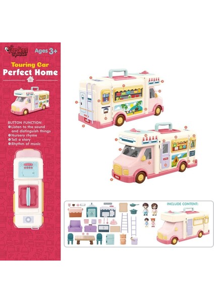 G0021 Sesli Aksesuarlı Açılıp-Katlanabilir Kutulu Karavan Kız Erkek Çocuk Oyuncak Eğitici Oyuncaklar fiyatları