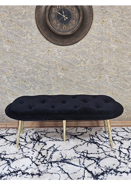 Ufo Oturak Bench - Gold Kaplama Sivriltme Ayak - Oturak - Bench - Puf - Yatak Ucu Pufu Siyah Renk 100 x 50 Boyut/ebat fiyatları