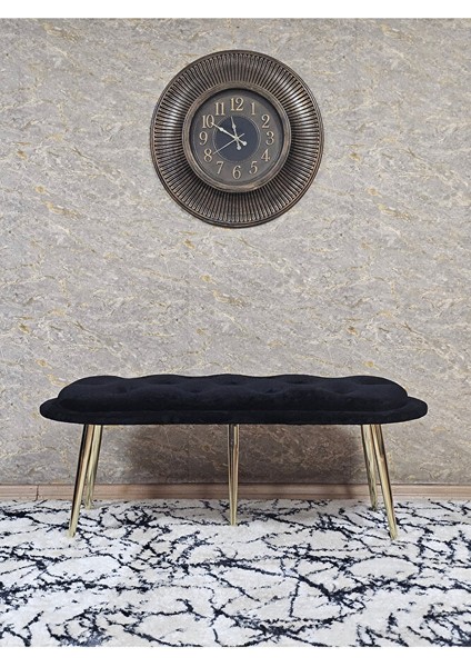 Ufo Oturak Bench - Gold Kaplama Sivriltme Ayak - Oturak - Bench - Puf - Yatak Ucu Pufu Siyah Renk 100 x 50 Boyut/ebat modelleri