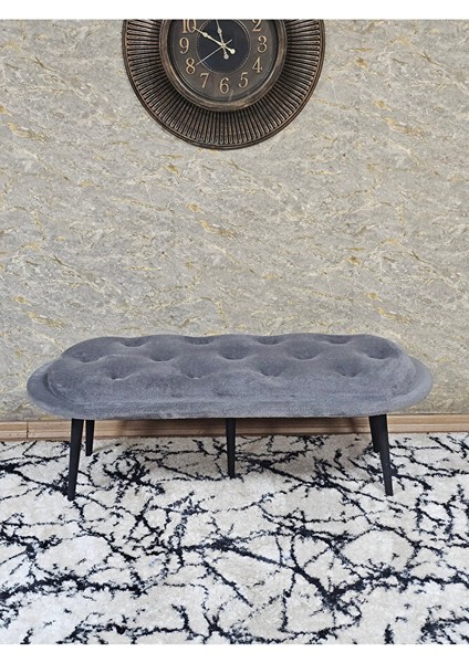 Ufo Oturak Bench - Siyah Boyalı Sivriltme Ayak - Oturak - Bench - Puf - Yatak Ucu Pufu Gri Renk 100 x 50 Boyut/ebat modelleri