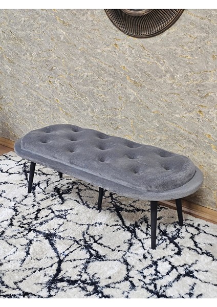 Ufo Oturak Bench - Siyah Boyalı Sivriltme Ayak - Oturak - Bench - Puf - Yatak Ucu Pufu Gri Renk 100 x 50 Boyut/ebat fırsatları