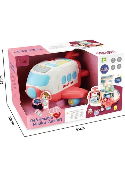 GB0513 Sesli Aksesuarlı Açılıp-Katlanabilir Hastane Uçak -Vardem Oyuncak Kız Erkek Çocuk Oyuncak Eği