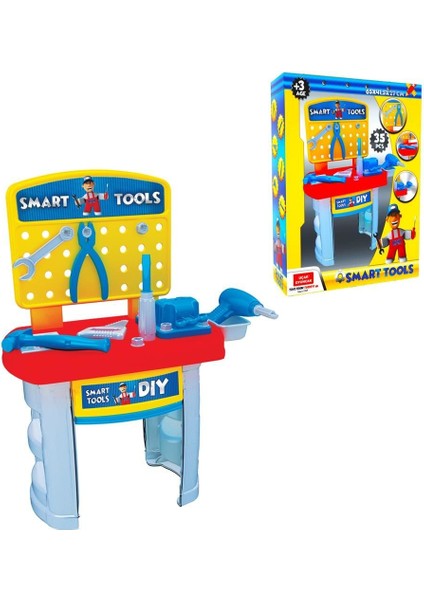 Büyük Boy Tezgahlı Smart Tools Tamir Seti 35 Parça Kız Erkek Çocuk Oyuncak Eğitici Oyuncaklar